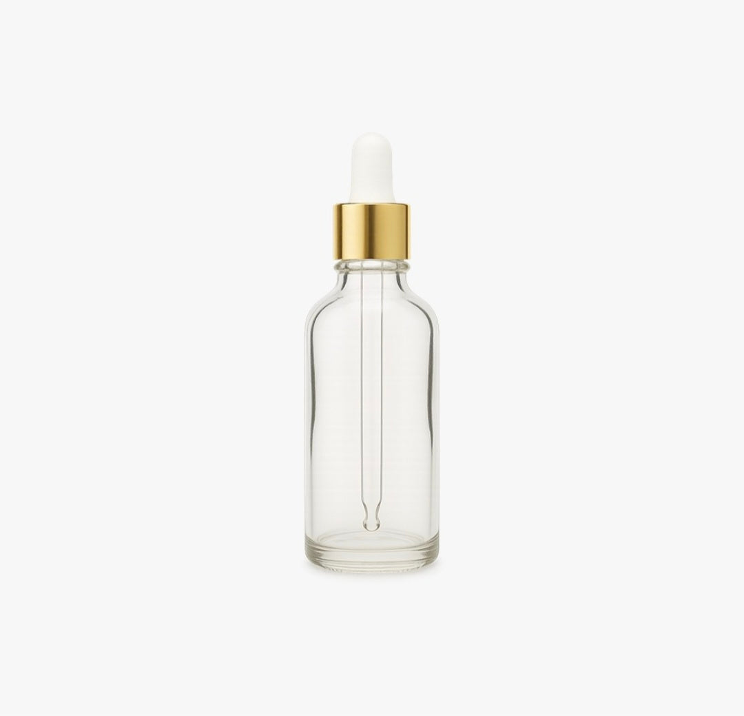 30ml Clear Glass Bottle with Gold Dropper
