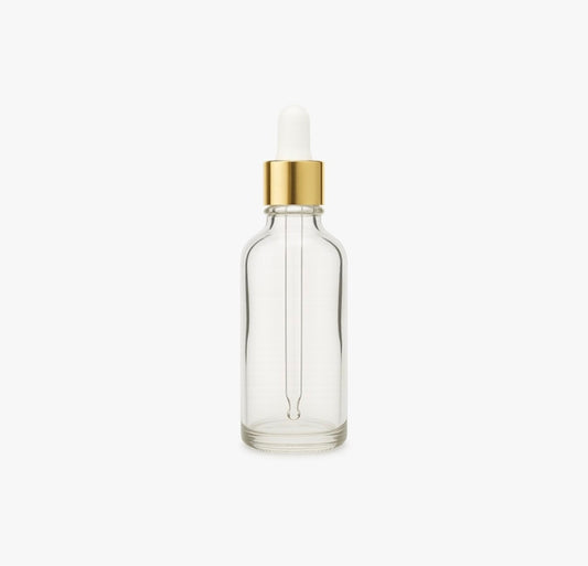 30ml Clear Glass Bottle with Gold Dropper