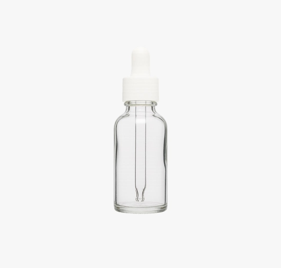 30ml Clear Glass Serum Bottle with White Dropper